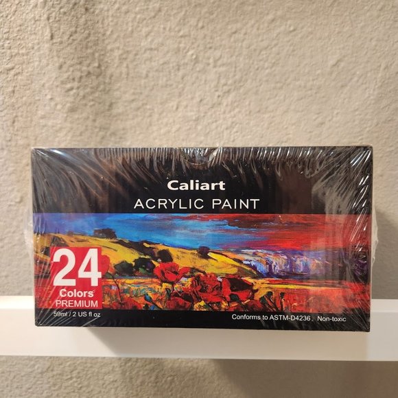 NEW 24 Caliart Acrylic Paint Set colors (59ml, 2oz) Art Craft Paints 12 brushes - Picture 3 of 8
